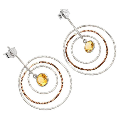 Two Tone Dangle - Natural Citrine Earrings