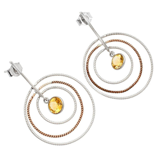 Two Tone Dangle - Natural Citrine Earrings