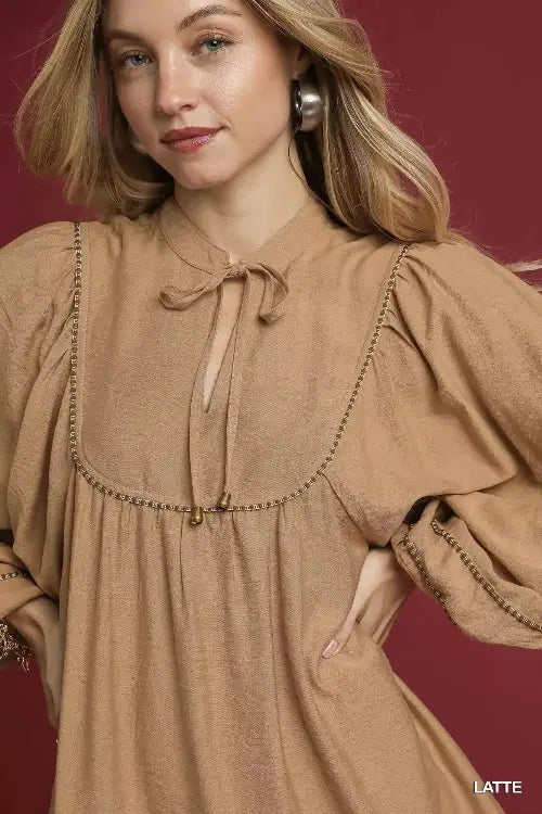 Umgee Boho Mini Dress with Trim Detail - Perfect Peasant Style for Any Occasion