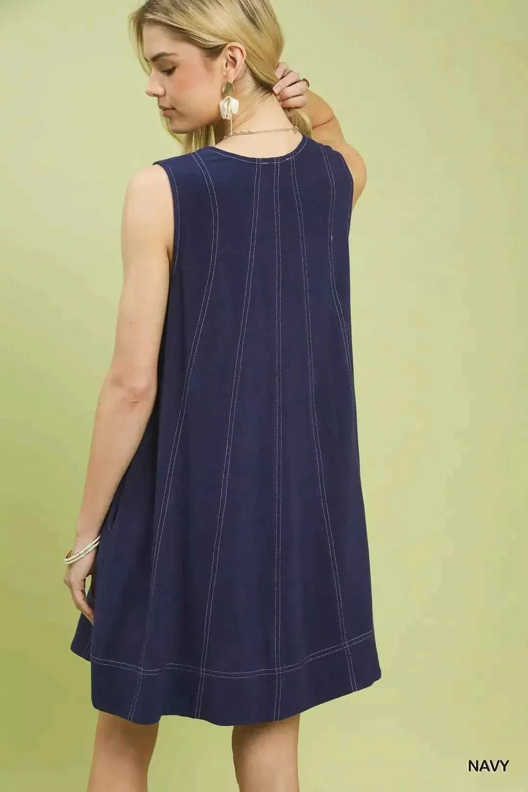 Umgee Linen Sleeveless Swing Dress