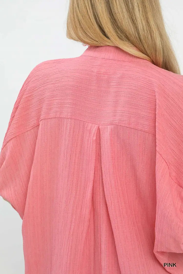 Umgee Textured V-Neck Blouse