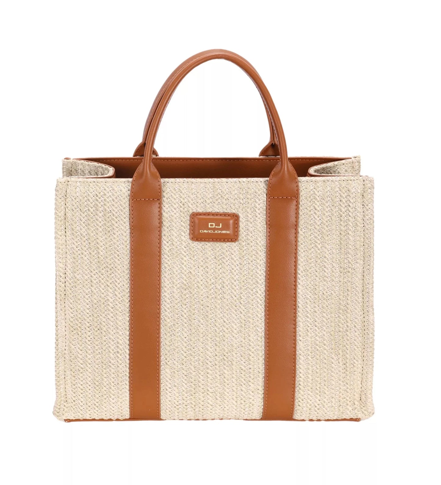 David Jones Woven Tote Handbag - Stylish Square Design for Everyday Use