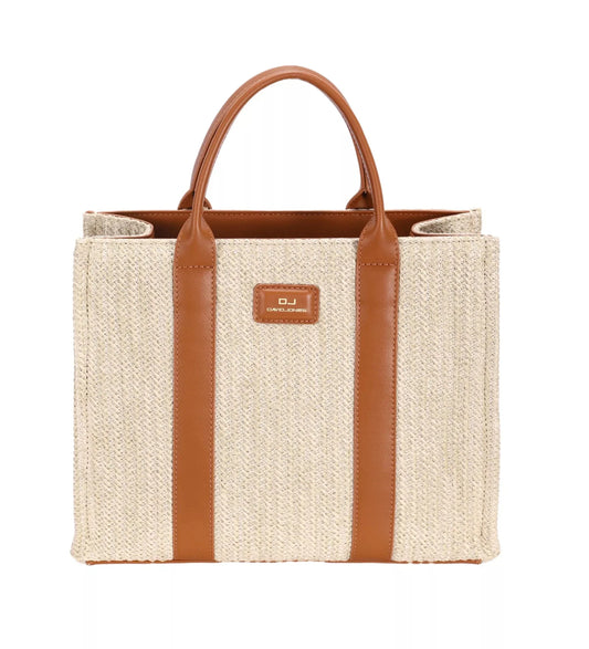 David Jones Woven Tote Handbag - Stylish Square Design for Everyday Use