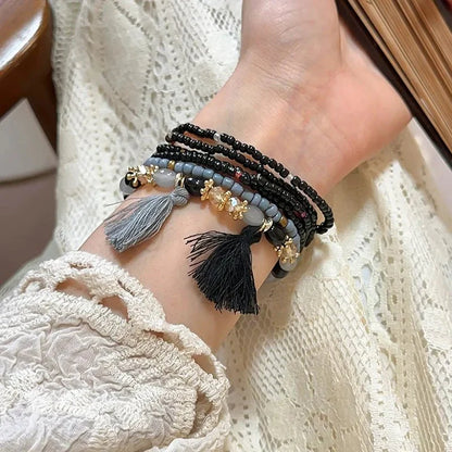 Boho Tassel Rice Bead Bracelet - Stylish Boho Tassel Bracelet for Every Occasion