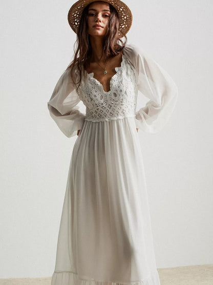 Boho Crochet Lace Maxi Dress for Effortless Style and Grace