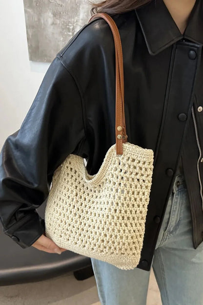 Openwork Woven Tote Bag - Stylish and Versatile Eco-Friendly Accessory