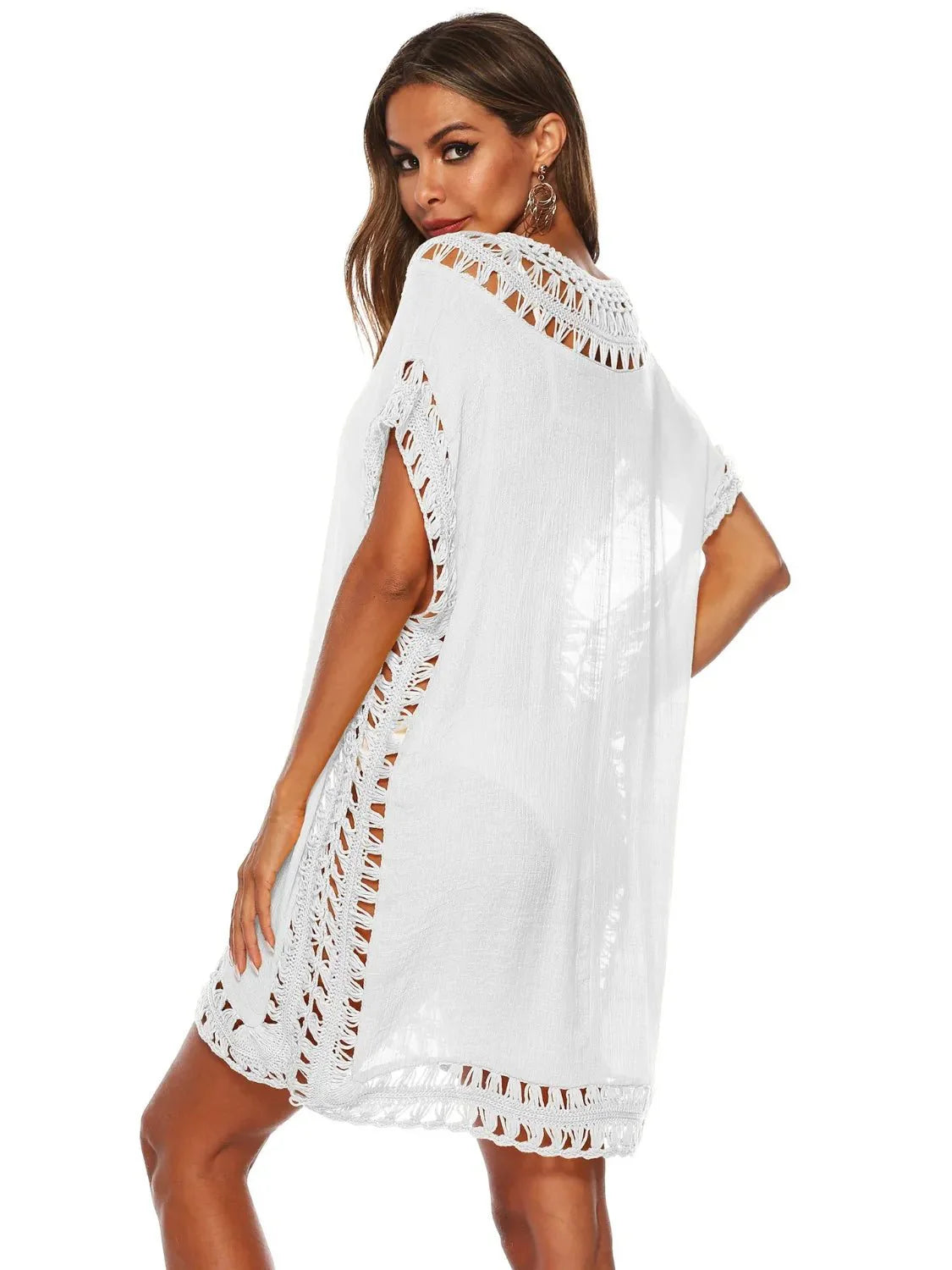 Bohemian Crochet Trim Beach Cover Up Dress - Embrace Boho Chic Style