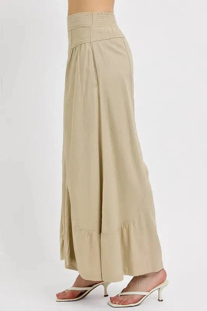 RISEN Shirring Detail Wide Leg Pants for Effortless Style and Comfort