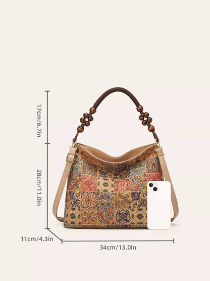 Bohemian Hobo Handbag with Geometric Pattern