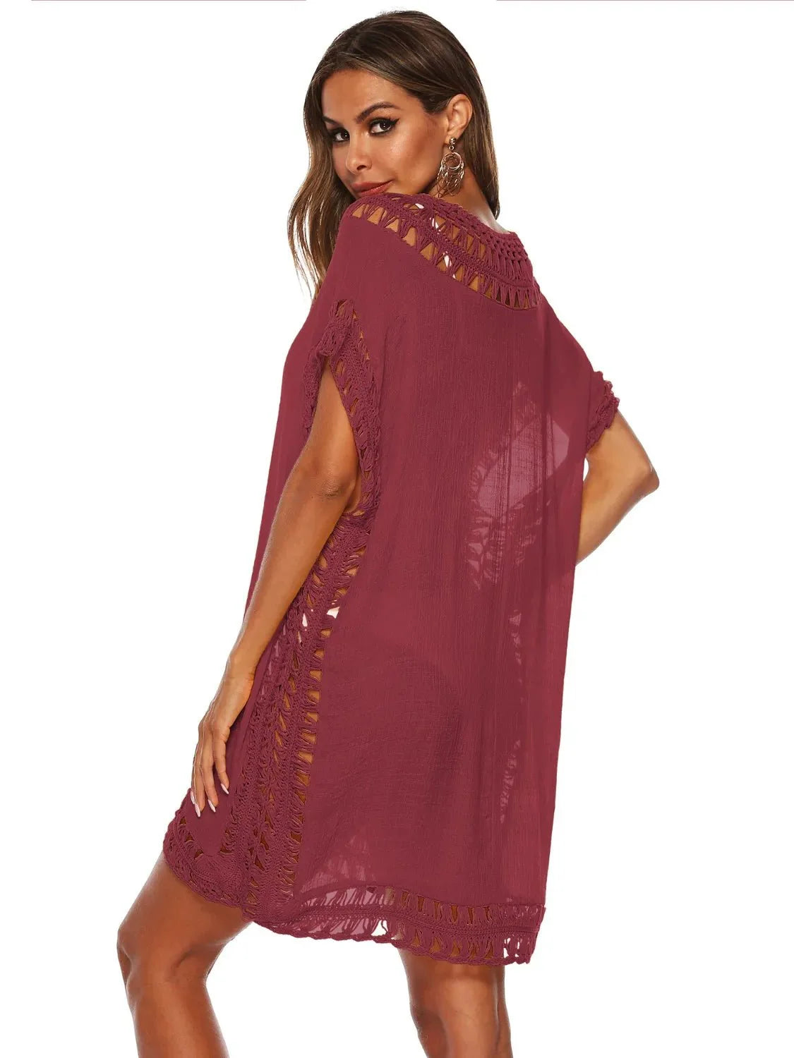 Bohemian Crochet Trim Beach Cover Up Dress - Embrace Boho Chic Style