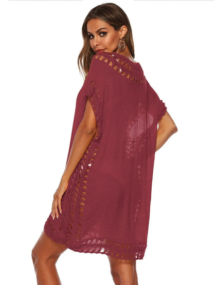 Bohemian Crochet Trim Beach Cover Up Dress - Embrace Boho Chic Style