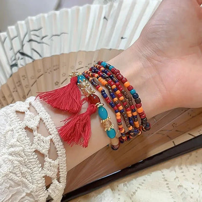 Boho Tassel Rice Bead Bracelet - Stylish Boho Tassel Bracelet for Every Occasion