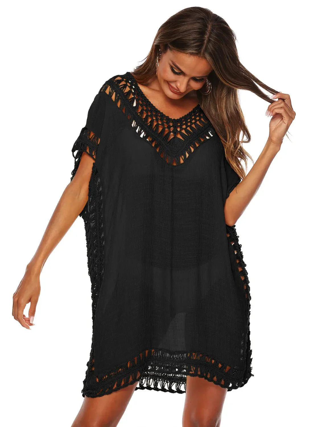 Bohemian Crochet Trim Beach Cover Up Dress - Embrace Boho Chic Style