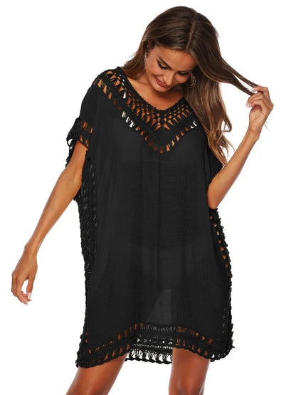 Bohemian Crochet Trim Beach Cover Up Dress - Embrace Boho Chic Style