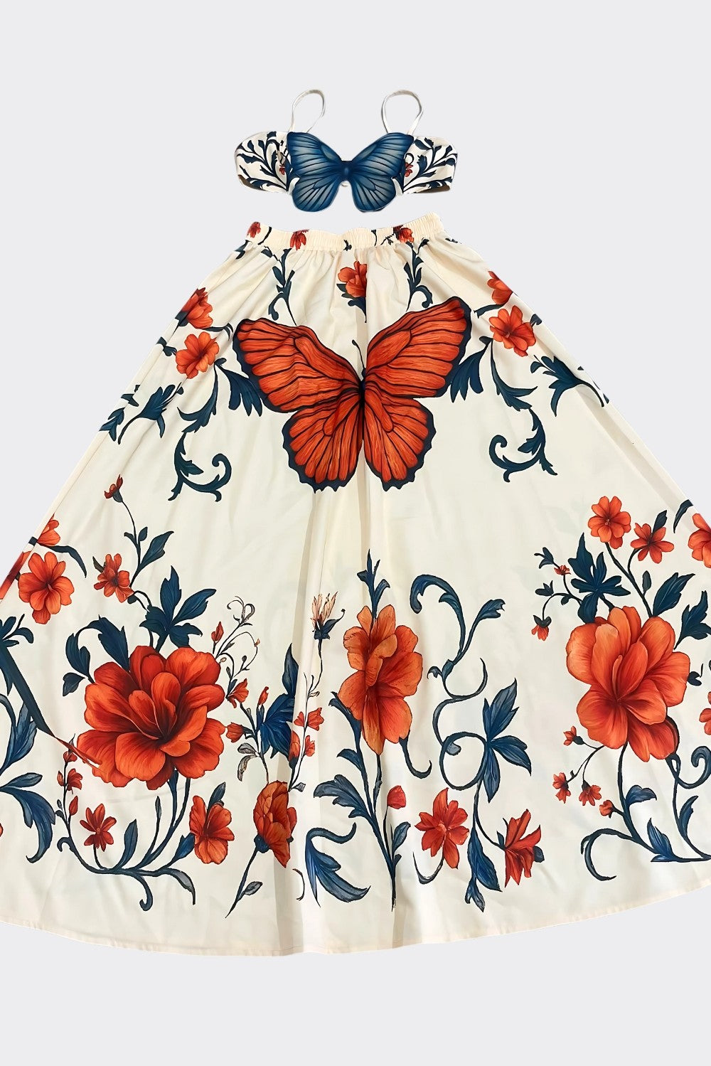 Butterfly Imprint Skirt Set