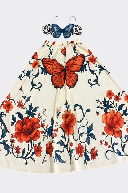 Butterfly Imprint Skirt Set