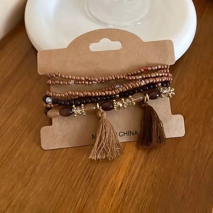 Boho Tassel Rice Bead Bracelet - Stylish Boho Tassel Bracelet for Every Occasion