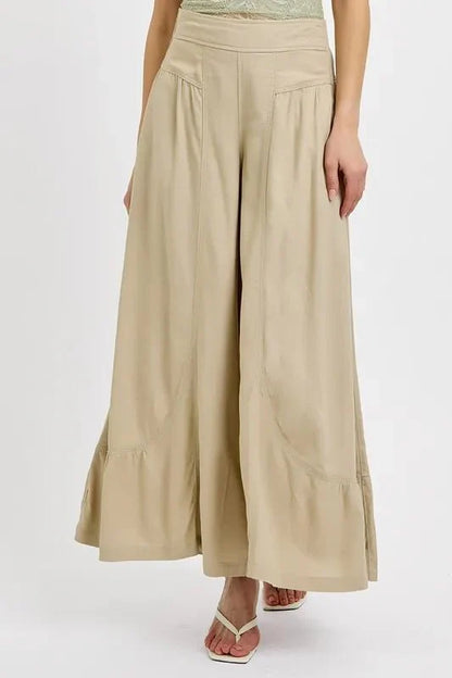 RISEN Shirring Detail Wide Leg Pants for Effortless Style and Comfort