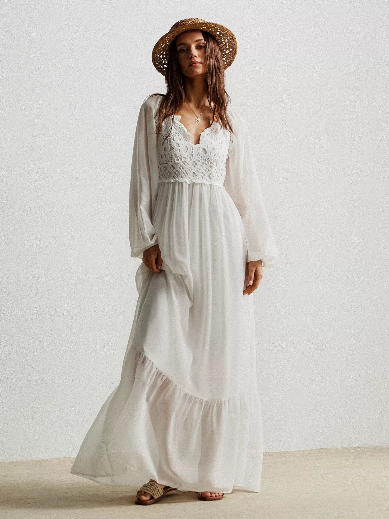 Boho Crochet Lace Maxi Dress for Effortless Style and Grace