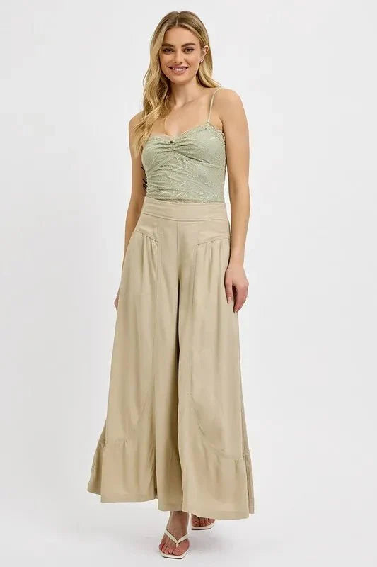 RISEN Shirring Detail Wide Leg Pants for Effortless Style and Comfort