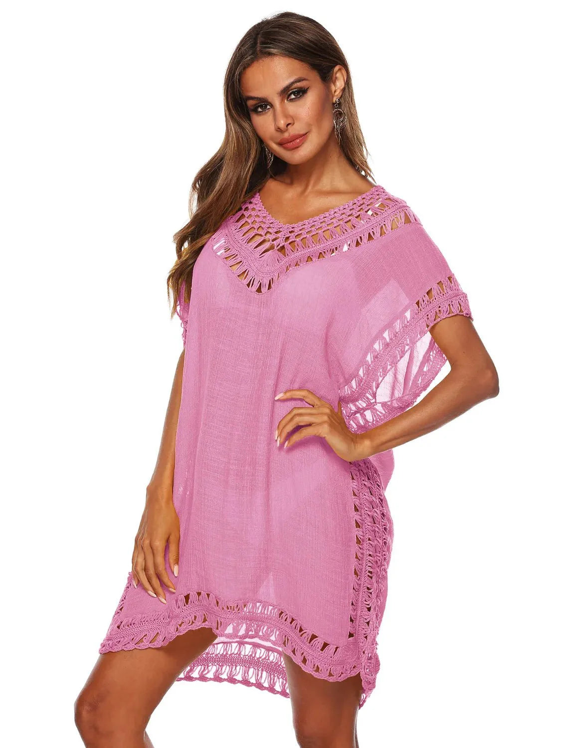 Bohemian Crochet Trim Beach Cover Up Dress - Embrace Boho Chic Style