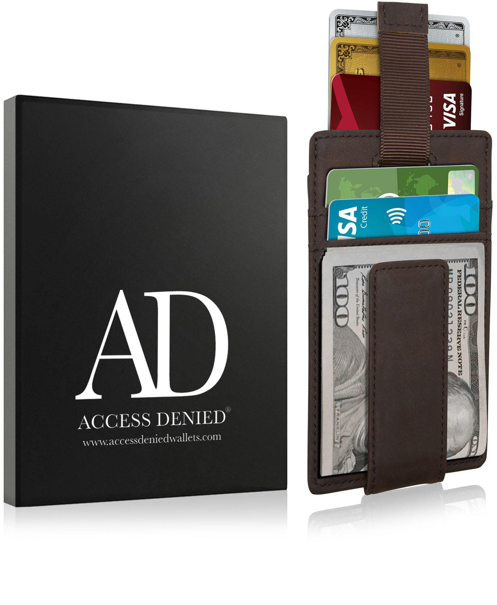 Money Clip Card Holder With Pull Strap