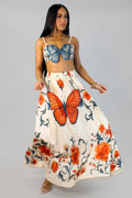 Butterfly Imprint Skirt Set