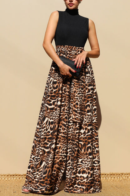 Animal Print & Solid Black Jumpsuit