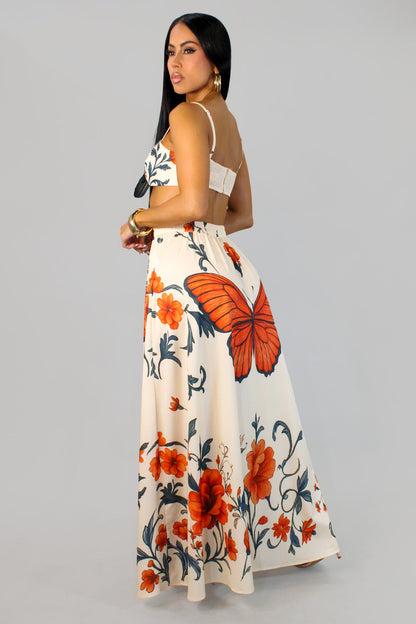 Butterfly Imprint Skirt Set