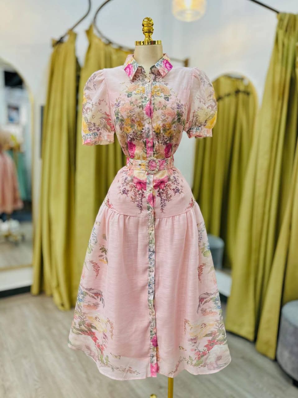 Escape With Me Belted Midi Dress- Pink